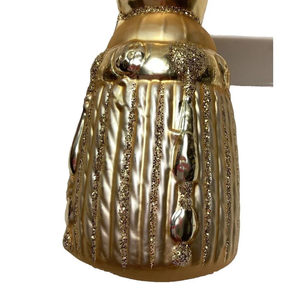 Antique Vintage Glass Bumpy Gold Bursts Bell Shape Christmas Ornament Germany